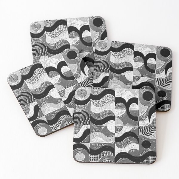 Item preview, 4 part dark age abstract black and white geometric design  designed and sold by SmashingDeals.