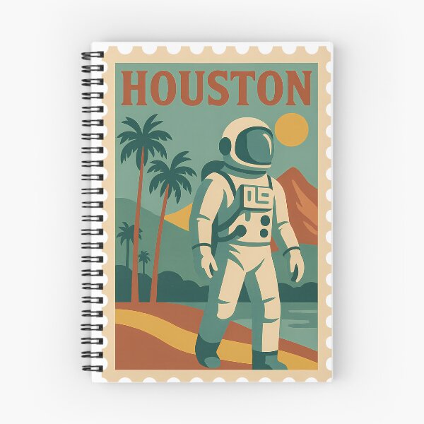 Item preview, Vintage Stamp of Houston | Retro Travel Design | Mid-Century Modern Texas | Collectible Stamp-Inspired Art | Houston Souvenir Design designed and sold by PaintedPixels01.