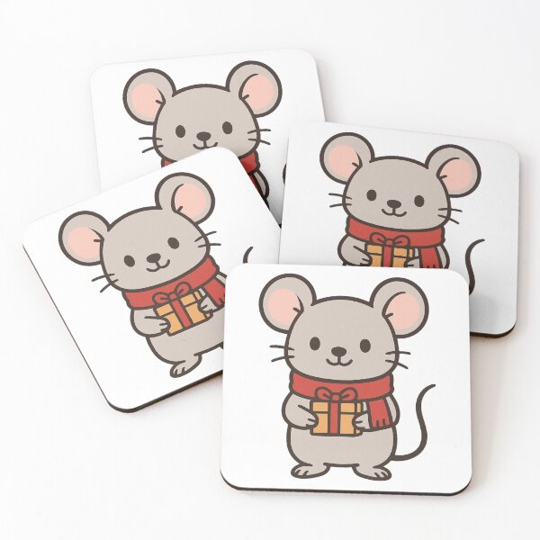 Item preview, Tiny Mouse with Red Scarf and Christmas Gift – Cute Festive Character designed and sold by Confuzz1ed.