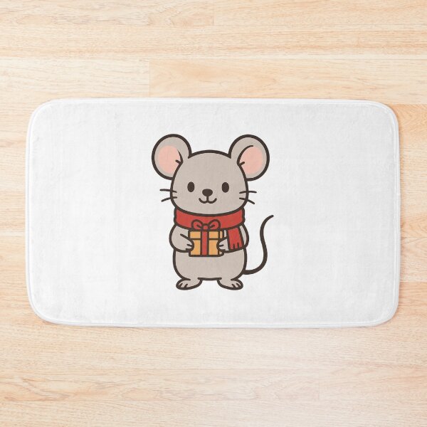 Item preview, Tiny Mouse with Red Scarf and Christmas Gift – Cute Festive Character designed and sold by Confuzz1ed.