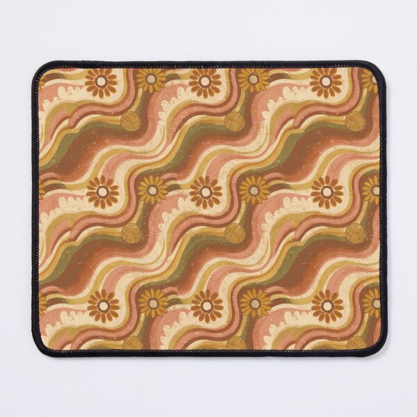 Item preview, Groovy 70s Retro Floral & Yarn Pattern | Boho Earth Tone Wavy Stripes Art designed and sold by NSB-Design.