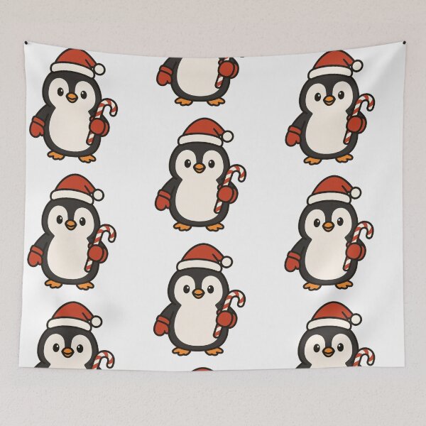 Item preview, Cheerful Penguin with Santa Hat and Candy Cane – Cute Christmas Animal designed and sold by Confuzz1ed.