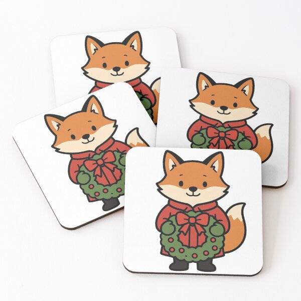 Item preview, Fox in Red Coat Carrying Christmas Wreath designed and sold by Confuzz1ed.