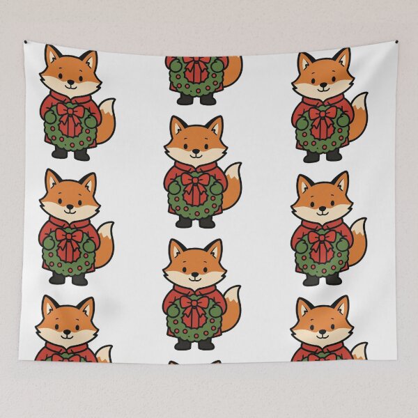 Item preview, Fox in Red Coat Carrying Christmas Wreath designed and sold by Confuzz1ed.