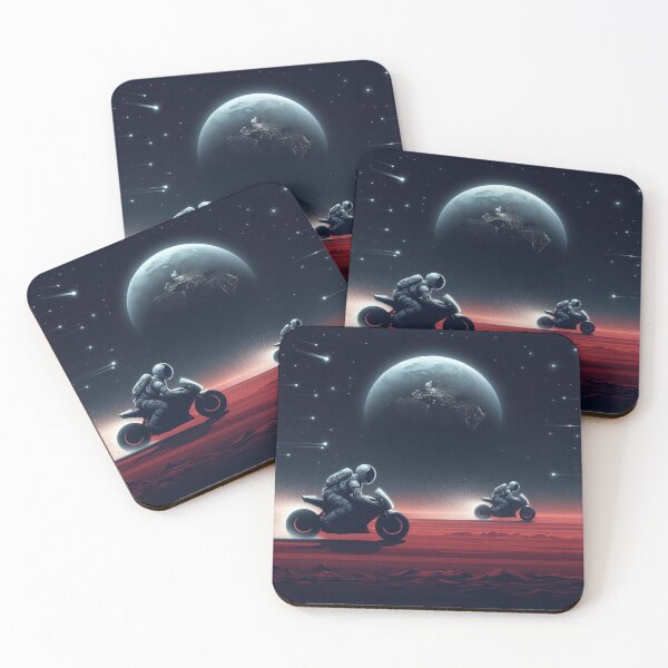 Item preview, motorcycle astronauts on a planet in space designed and sold by Dogandesighn.