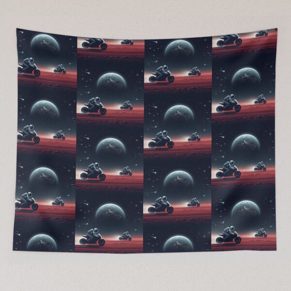 Item preview, motorcycle astronauts on a planet in space designed and sold by Dogandesighn.