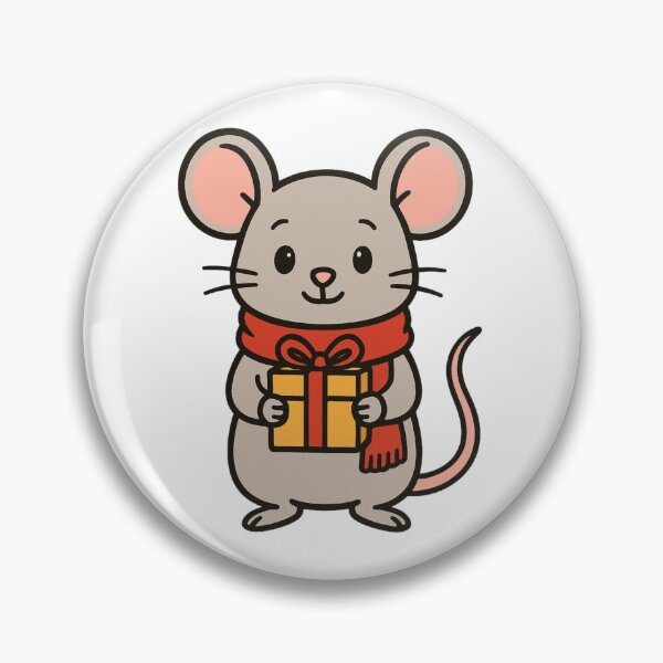 Item preview, Christmas Mouse with Red Scarf and Gift designed and sold by Confuzz1ed.