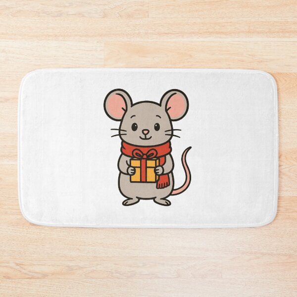 Item preview, Christmas Mouse with Red Scarf and Gift designed and sold by Confuzz1ed.