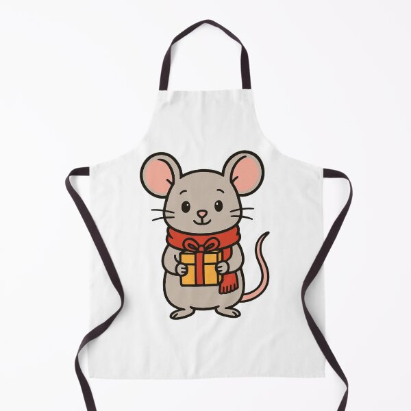 Item preview, Christmas Mouse with Red Scarf and Gift designed and sold by Confuzz1ed.