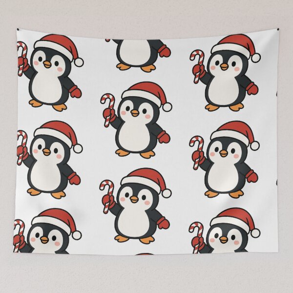 Item preview, Cute Penguin with Santa Hat and Candy Cane designed and sold by Confuzz1ed.