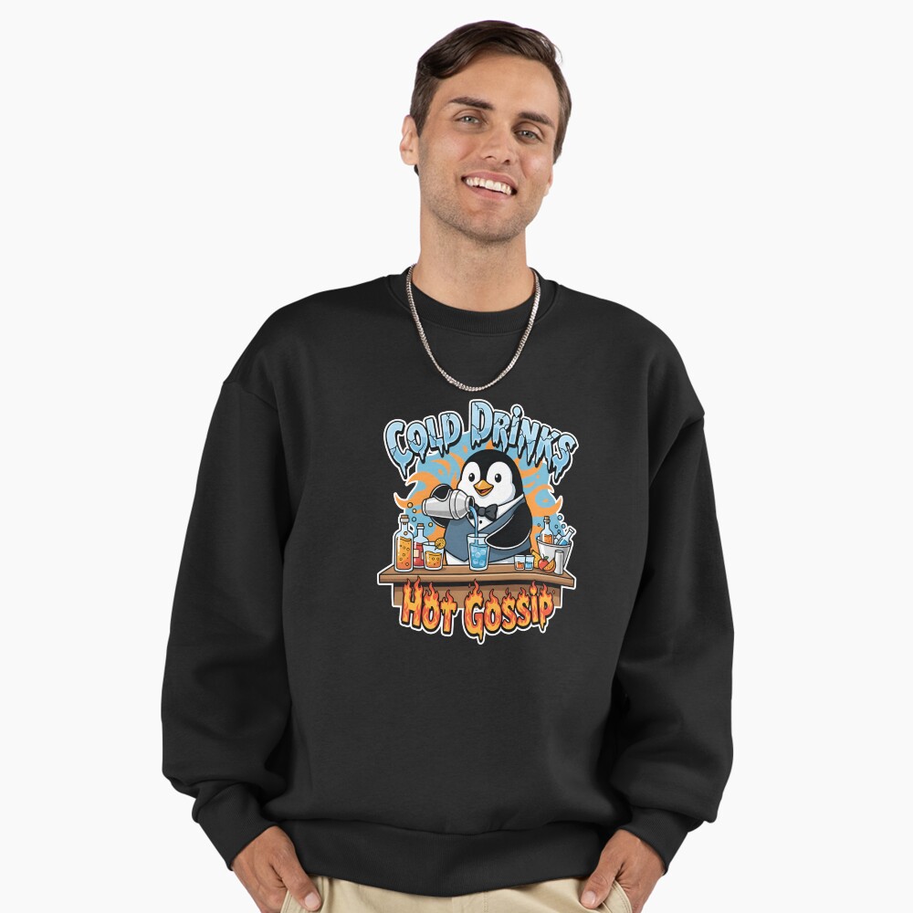 Premium Oversized Sweatshirt Bartender Cold Drinks Hot Gossip Penguin Premium Oversized Sweatshirt
