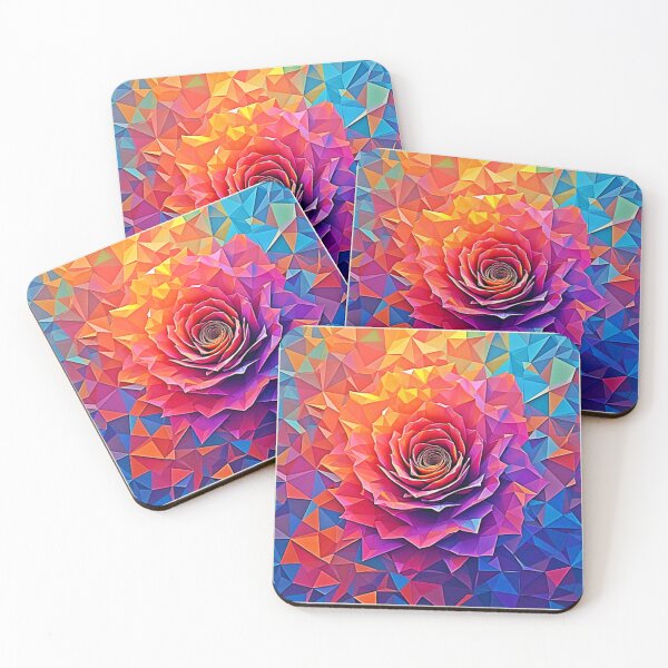 Item preview, Low Poly Rose Bloom Abstract Art designed and sold by Health And Fitness Posts e-Store.