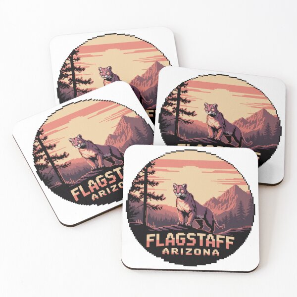Item preview, Flagstaff Arizona Retro Pixel Art Mountain Cougar | Sunset Forest Desert Wildlife Design designed and sold by CircinusStore.