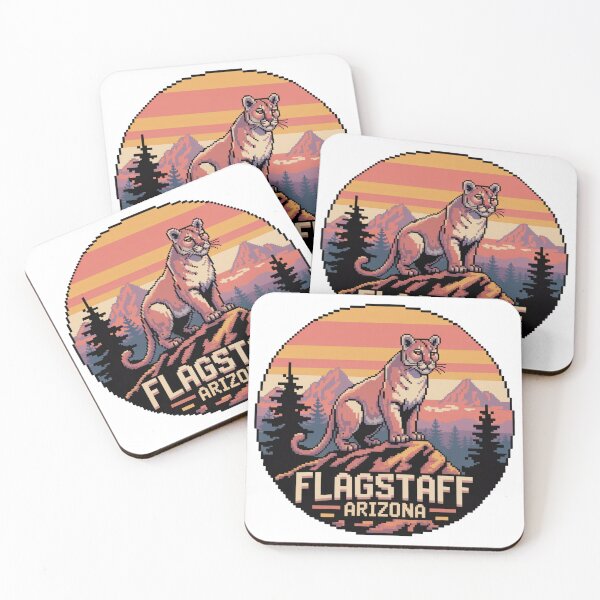 Item preview, Flagstaff Arizona Mountain Cougar Retro Pixel Art | Sunset Desert Landscape Wildlife Design designed and sold by CircinusStore.