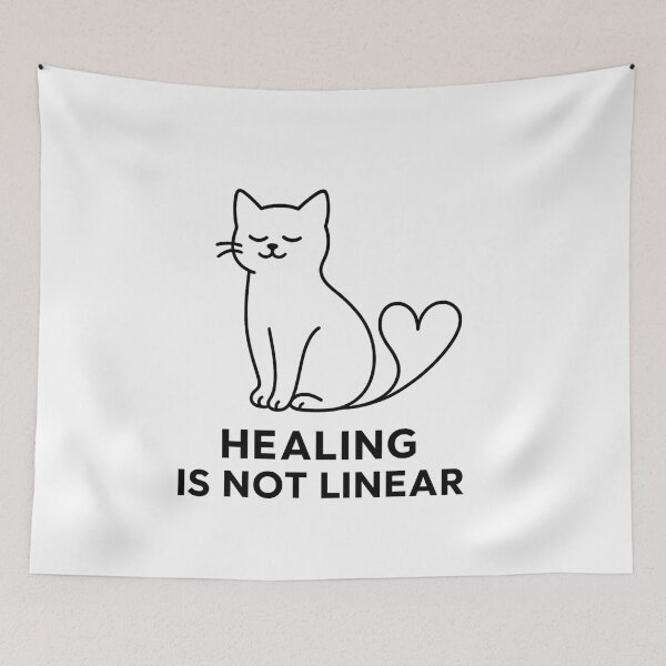 Item preview, Healing Is Not Linear: Minimalist Cat Line Art Design designed and sold by KlgShop.