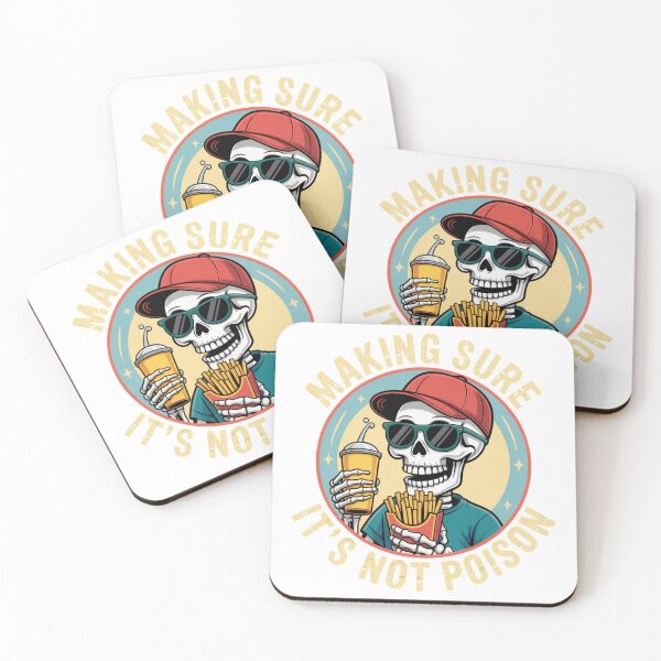 Item preview, Vintage Skeleton Food Safety Humor Retro Cartoon Badge designed and sold by chattsuede.