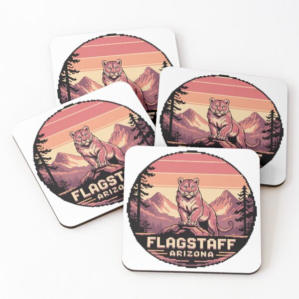 Item preview, Flagstaff Arizona Pixel Art Cougar on Rock | Retro Sunset Mountain Landscape Wildlife Design designed and sold by CircinusStore.