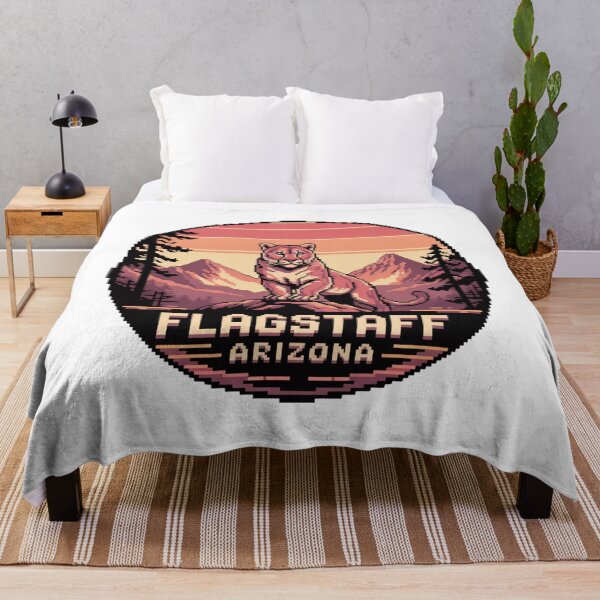 Item preview, Flagstaff Arizona Pixel Art Cougar on Rock | Retro Sunset Mountain Landscape Wildlife Design designed and sold by CircinusStore.