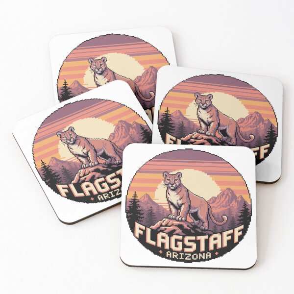 Item preview, Flagstaff Arizona Pixel Art Cougar on Peak | Retro Sunset Desert Mountains Wildlife Design designed and sold by CircinusStore.