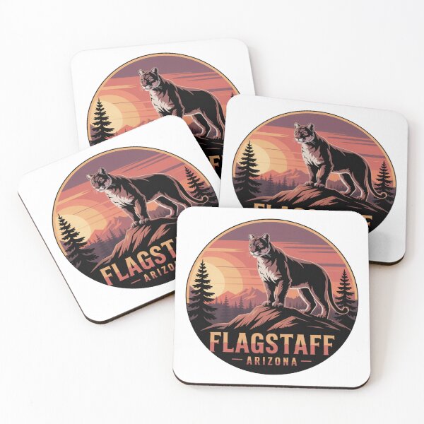 Item preview, Flagstaff Arizona Sunset Cougar | Retro Mountain Landscape Wildlife Art designed and sold by CircinusStore.