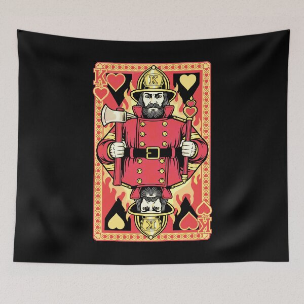 Item preview, Fireman Fire Fighter King Of Hearts Vintage Playing Card designed and sold by GrandeDuc.
