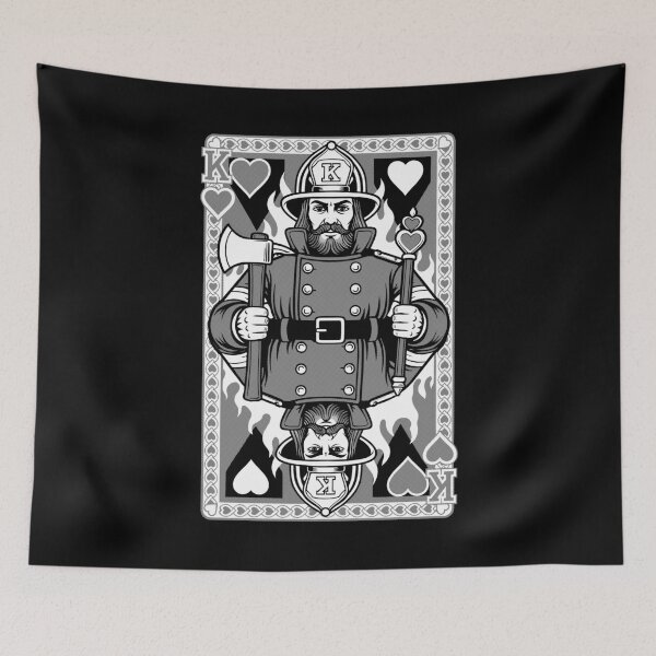 Item preview, Fireman Fire Fighter King Of Hearts Vintage Playing Card designed and sold by GrandeDuc.