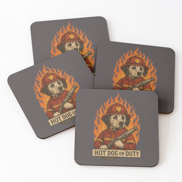 Item preview, Hot Dog on Duty – Dalmatian Firefighter designed and sold by OddJobsOnly.