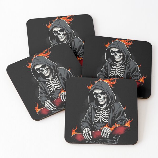 Item preview, Flaming Skeleton Skater,  Dark Streetwear Design designed and sold by Dreamy Ocean Art.
