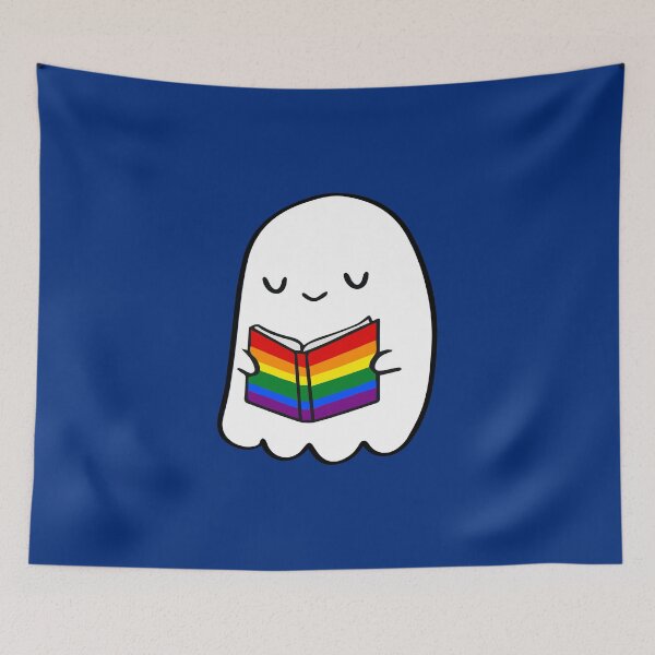 Item preview, Reading Gay Stuff – Cute Pride Rainbow Queer Book Lover Ghost designed and sold by Cannaxes Studio.