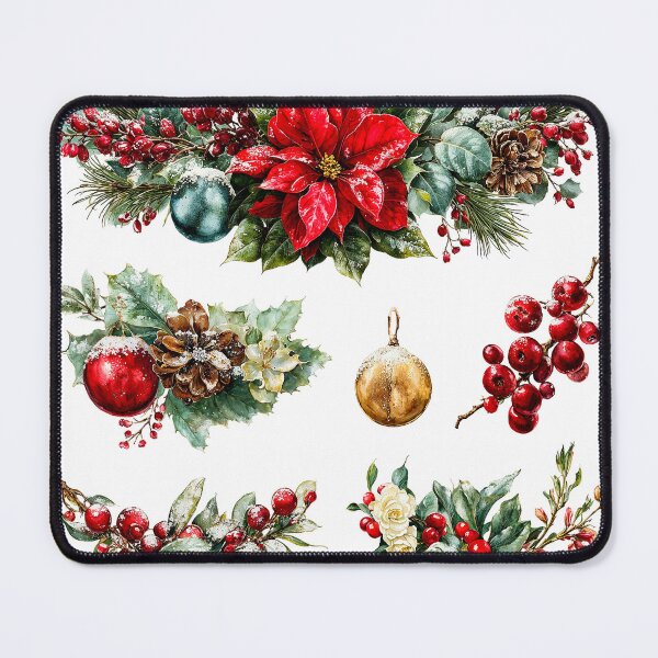 Item preview, Watercolor Poinsettia and Berries Christmas Clipart Set designed and sold by Anastasiia Yurevych.