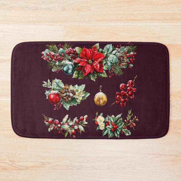 Item preview, Watercolor Poinsettia and Berries Christmas Clipart Set designed and sold by Anastasiia Yurevych.