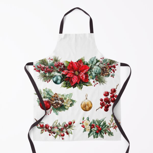 Item preview, Watercolor Poinsettia and Berries Christmas Clipart Set designed and sold by Anastasiia Yurevych.
