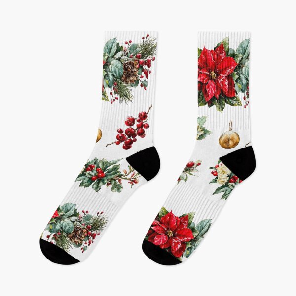 Item preview, Watercolor Poinsettia and Berries Christmas Clipart Set designed and sold by Anastasiia Yurevych.