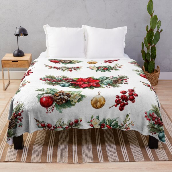 Item preview, Watercolor Poinsettia and Berries Christmas Clipart Set designed and sold by Anastasiia Yurevych.