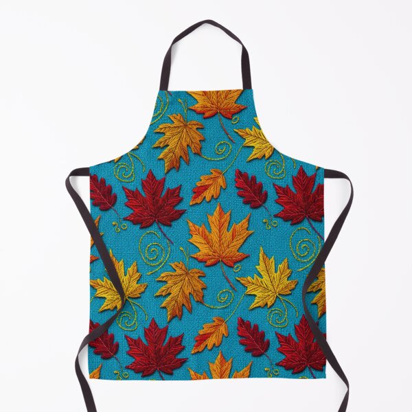 Item preview, Autumn Leaves Maple Pattern Embroidery Harvest Rustic Turquoise designed and sold by JOSTH.