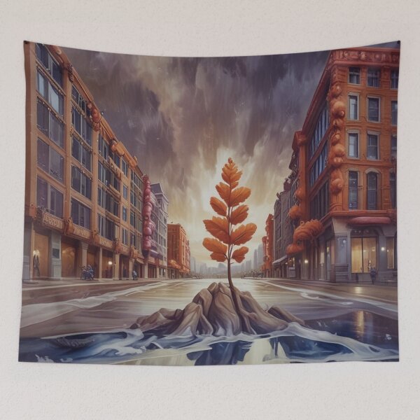 Item preview, Nature's Reclamation A Vibrant Tree in a Waterlogged City Street designed and sold by Help De Helpers.