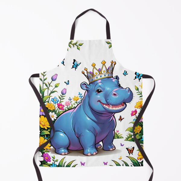 Item preview, The smiling hippo king in a flower garden. designed and sold by MissYouONLY.