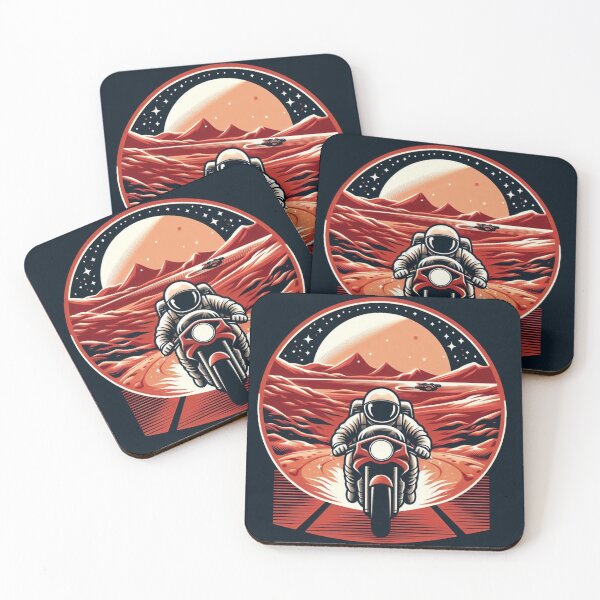 Item preview, astronauts riding racing motorcycles designed and sold by Dogandesighn.