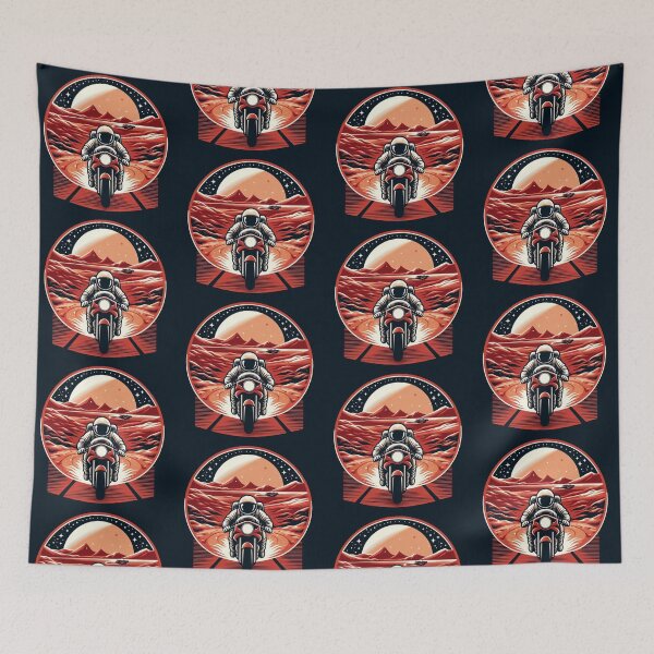 Item preview, astronauts riding racing motorcycles designed and sold by Dogandesighn.