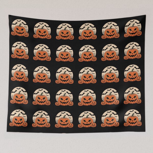 Item preview, Three Sinister Jack-o'-Lanterns: Scary Grin under the Full Moon designed and sold by Agnes-Creative.