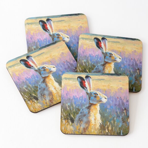 Item preview, Impasto Hare Painting – Golden & Lavender Brushstroke Wall Art & Gifts designed and sold by Gino By Design.