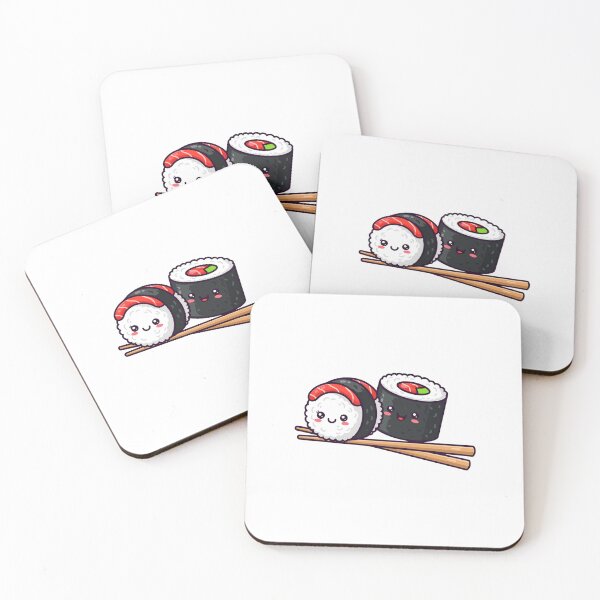 Item preview, Two cute roll on sushis with smile on chopstick  designed and sold by Kootoo.