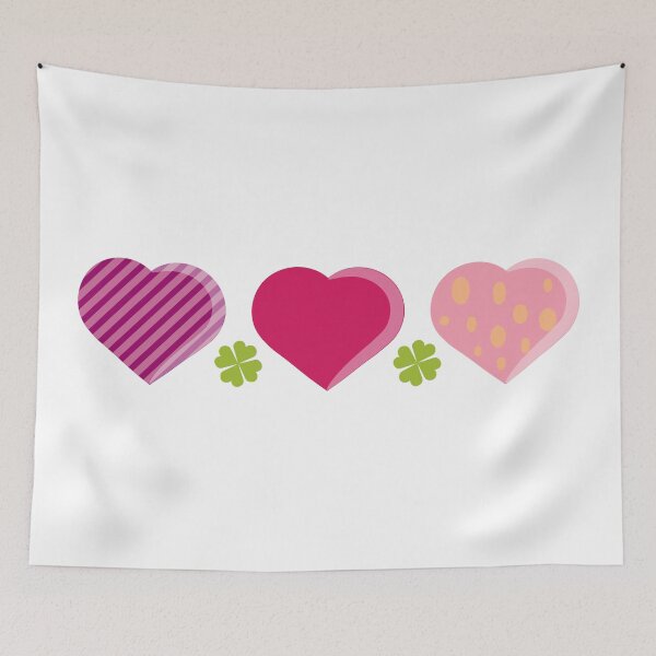 Item preview, Three Hearts and Clovers – Cute Pink Minimal Illustration designed and sold by Felicytka.