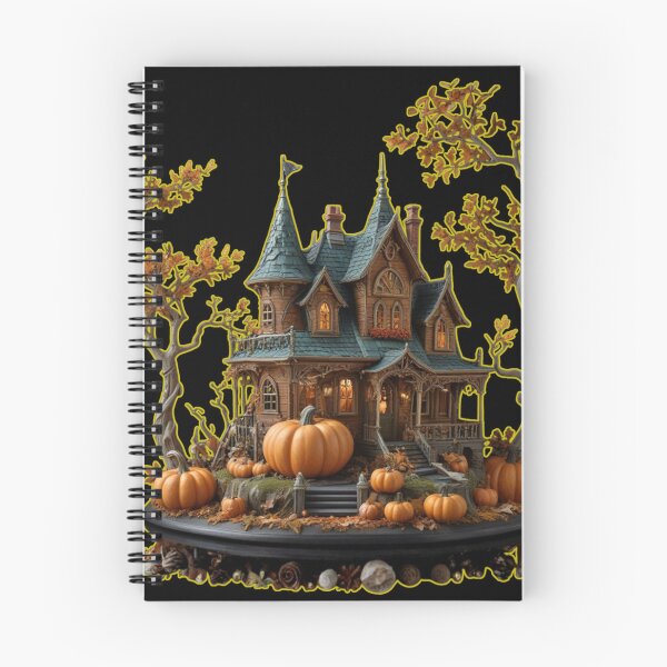 Item preview, Autumn Diorama: Haunted Victorian Mansion with Pumpkins on a Pedestal designed and sold by Agnes-Creative.