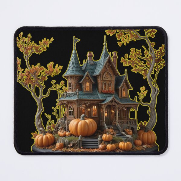 Item preview, Autumn Diorama: Haunted Victorian Mansion with Pumpkins on a Pedestal designed and sold by Agnes-Creative.