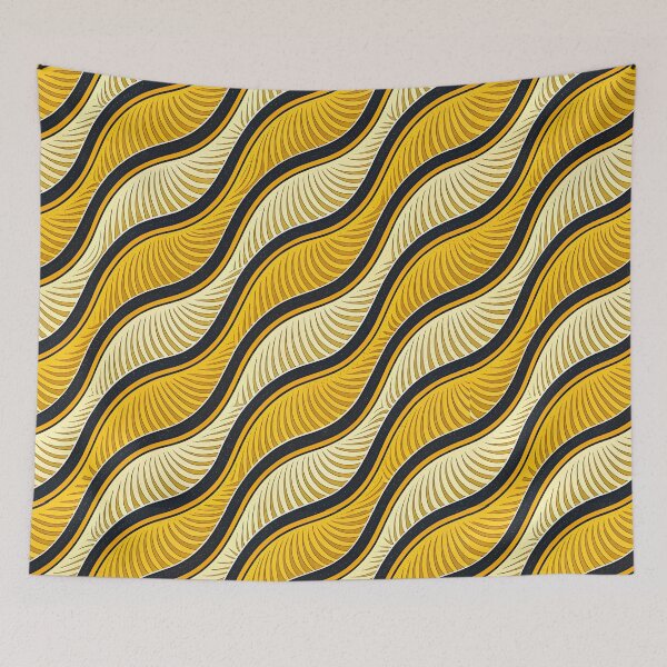 Item preview, Wavy Yellow and Black Stripes Pattern – Dynamic Abstract Design designed and sold by VividOrganica.
