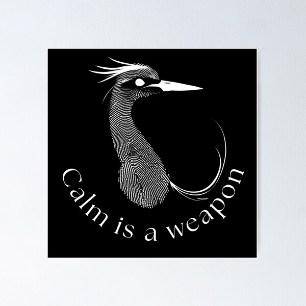 Item preview, Calm Is a Weapon - Minimalist Heron Art Print designed and sold by SillentDesign.