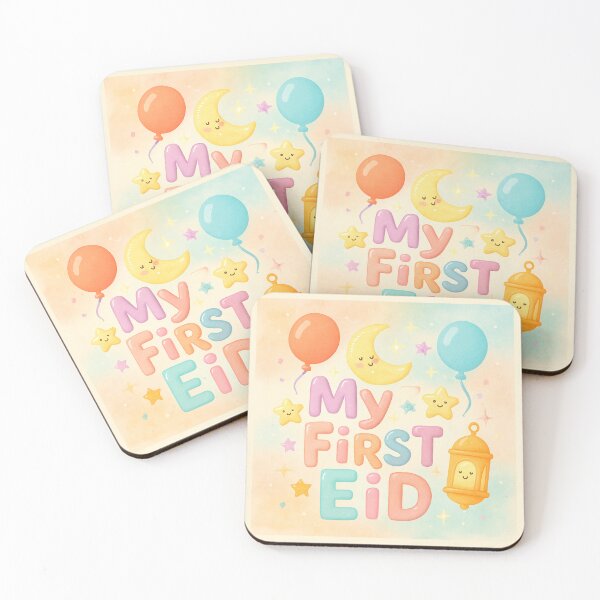 Item preview, "My First Eid" Soft Watercolor Moon & Pastel Celebration designed and sold by D-Islamic.