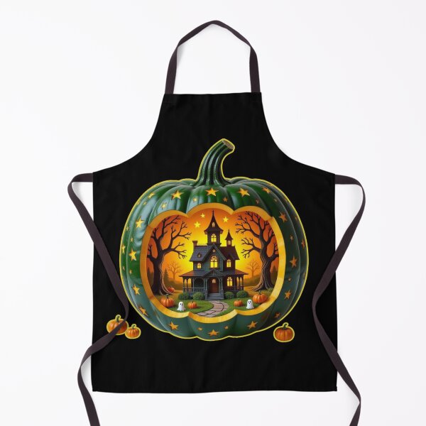 Item preview, Cozy Horror: Green Pumpkin Diorama with Haunted House and Cute Ghosts designed and sold by Agnes-Creative.