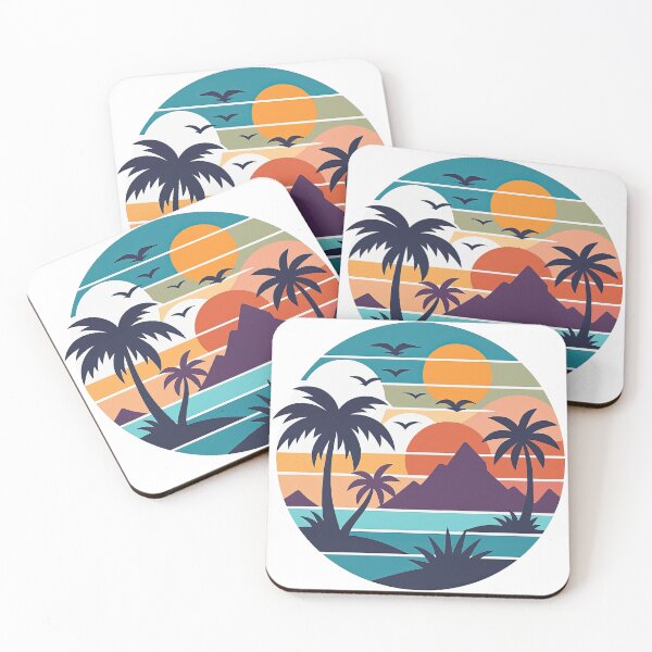 Item preview, Retro Tropical Sunset Landscape Design designed and sold by ArtfulWeave.